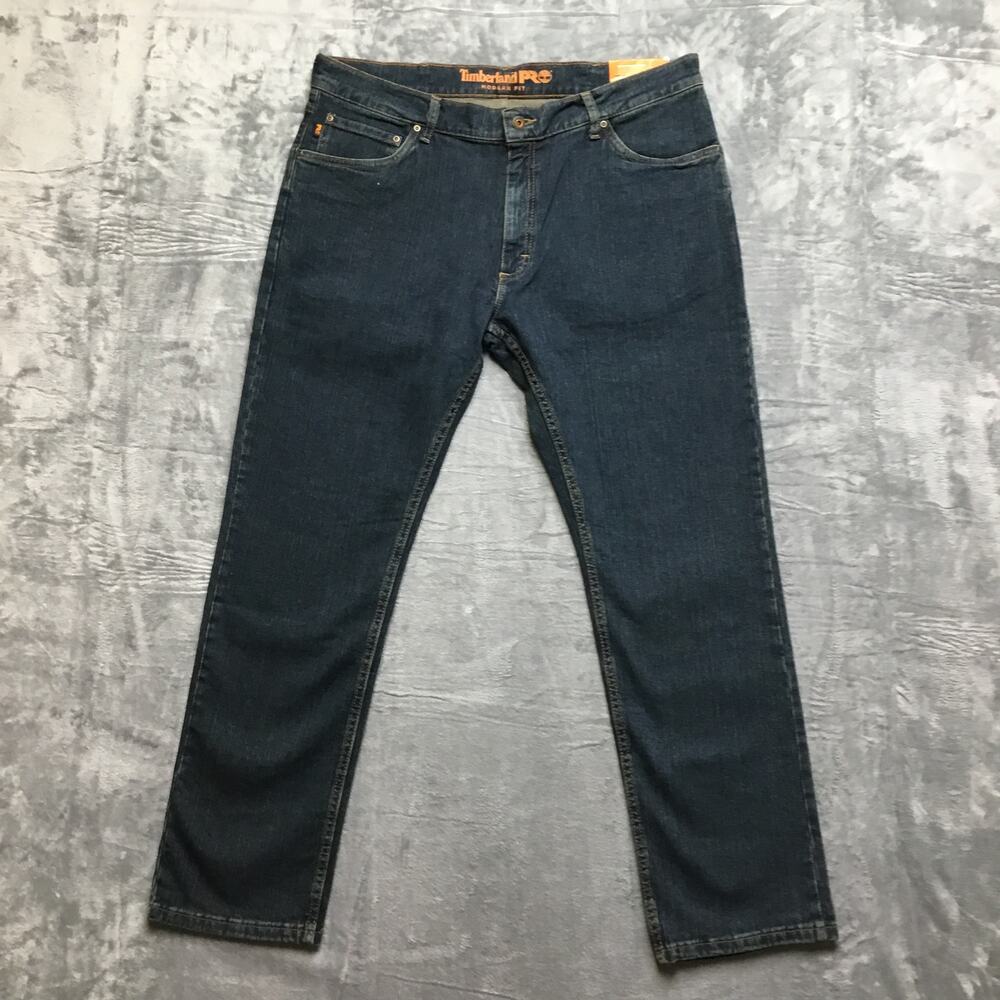 New Timberland PRO Modern Fit Grit-N-Grind Straight Jeans Men's 40x32 Blue Denim